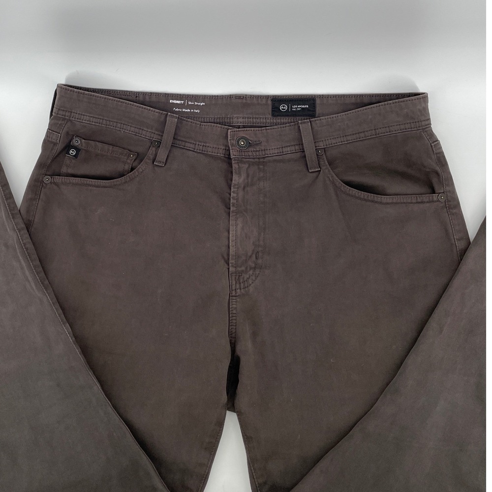 AG Adriano Goldschmied Everett‎ Slim Straight Pants Mens 36x29* Brown Italian